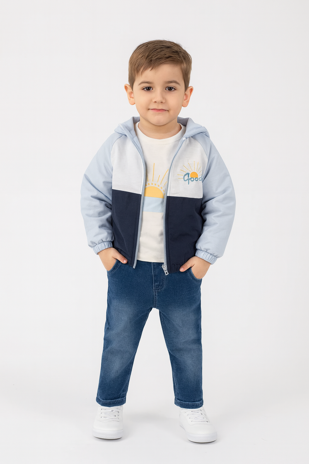 Jungen 3-teiliges Outfit – Jacke, T-Shirt & Jeans