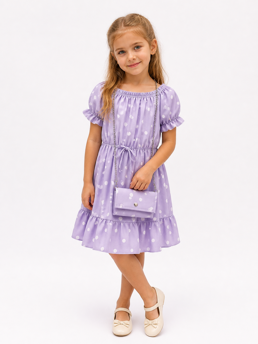 Kleid Punkte Tasche