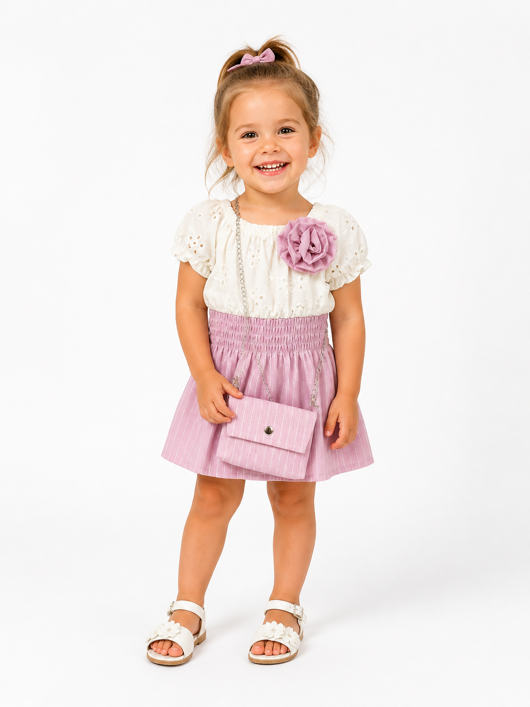 Kleid aus Baumwolle mit Tasche