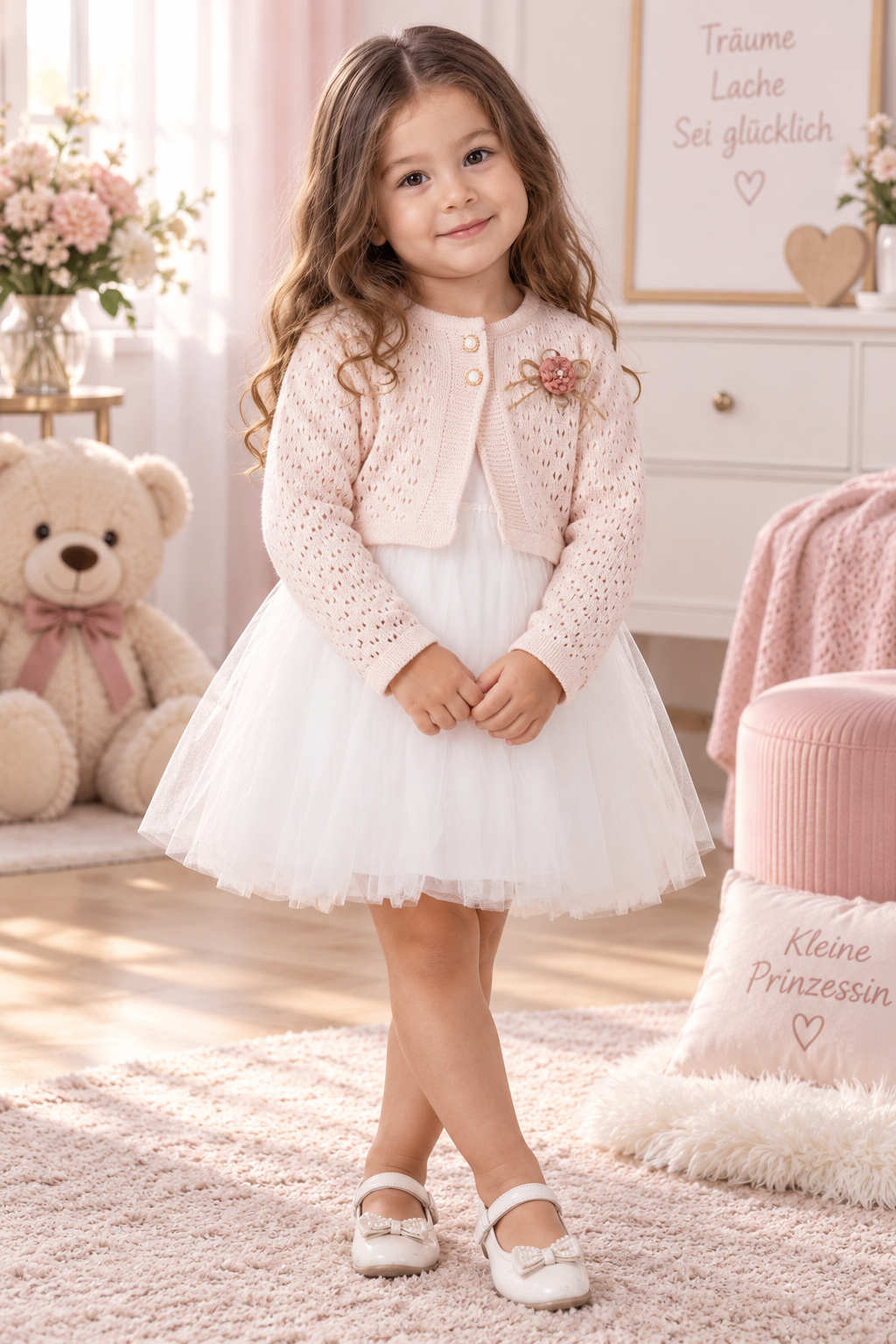 Mädchen Tüllkleid Strickjacke