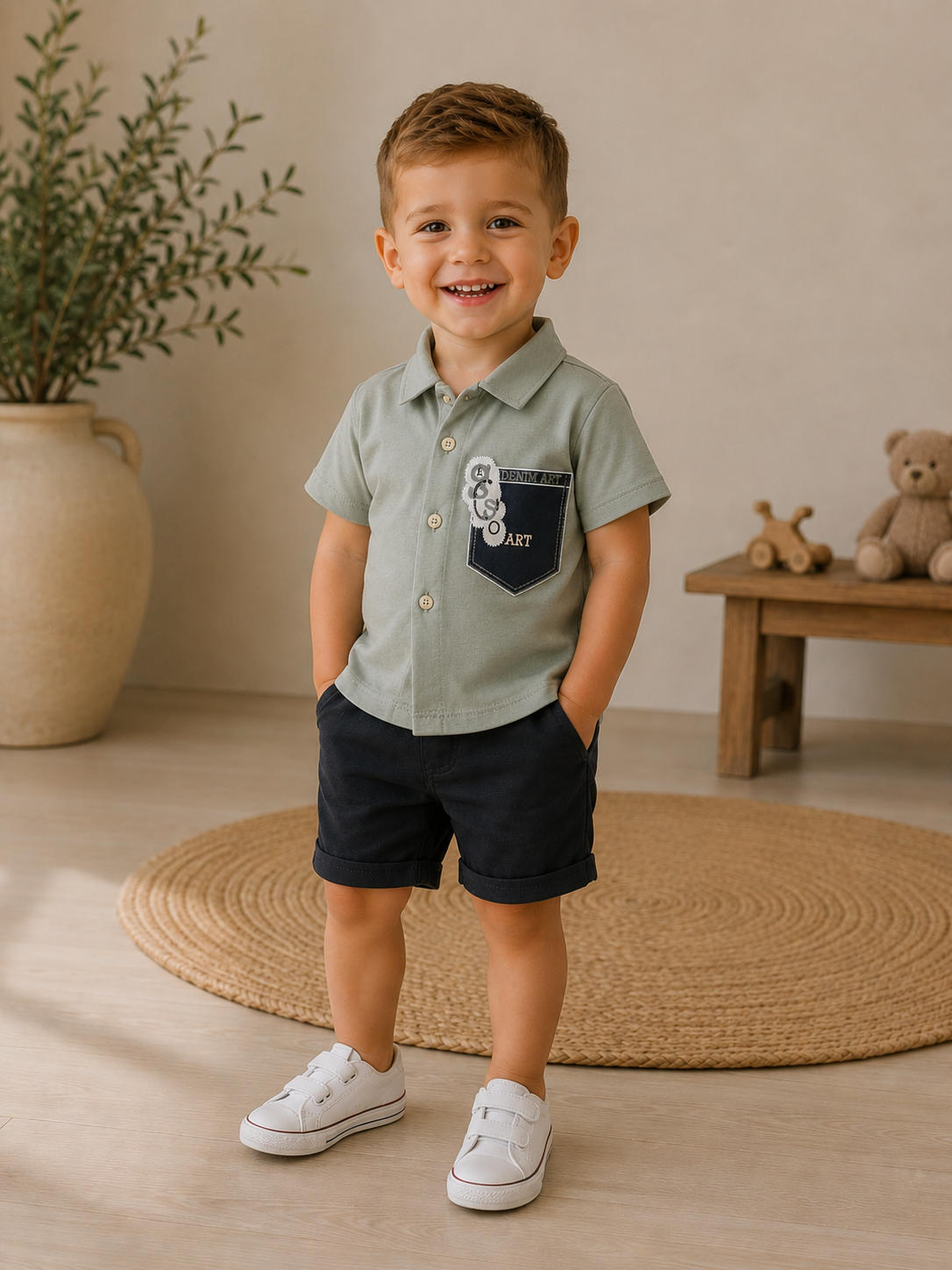 Set Poloshirt Tasche Shorts