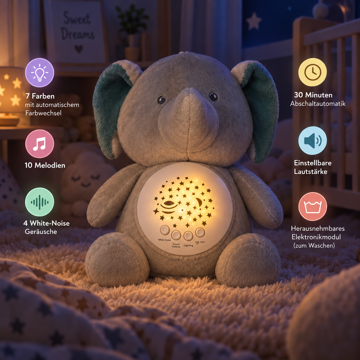 Baby Einschlafhilfe Elefant Licht