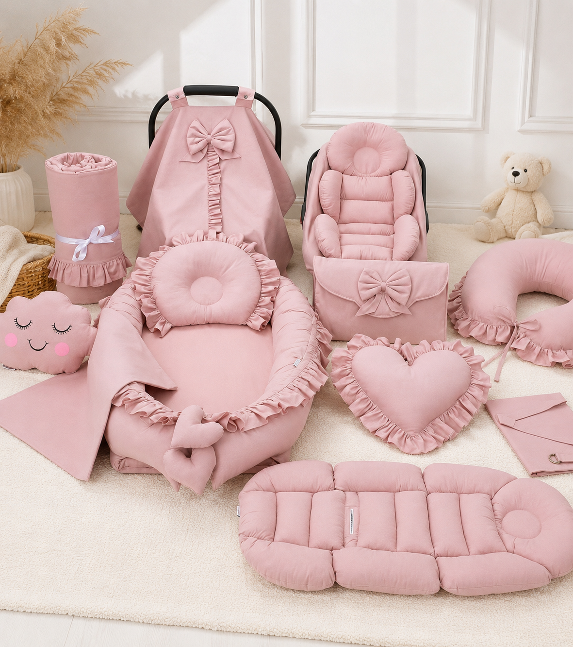 Baby Nestchen Set Rosa 14-teilig
