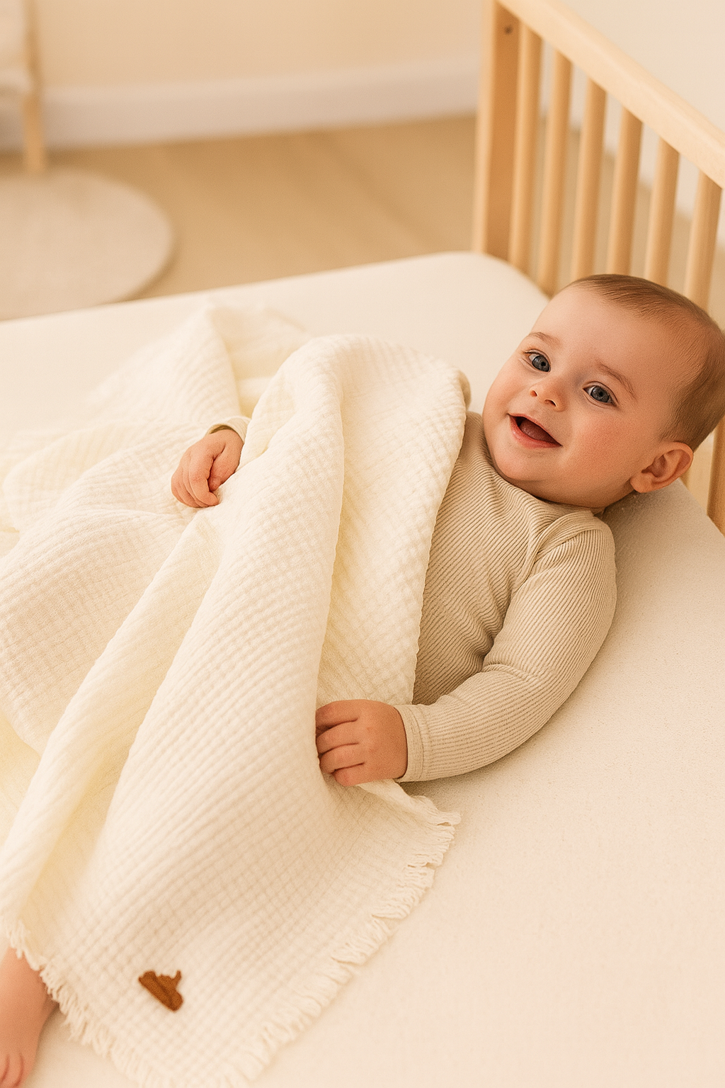 Musselin Babydecke 120x100 cm – 4-lagig aus 100% Baumwolle