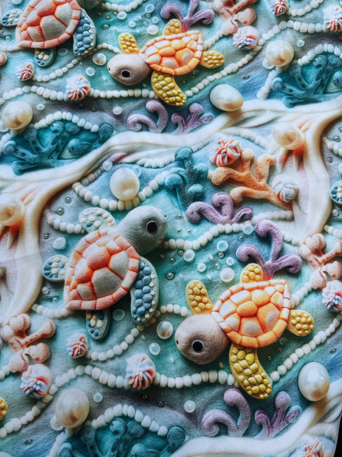 Kinder Bettwäsche Set 4-teilig – Meerestiere & Schildkröten in 3D Optik, 100% Baumwolle, Blau & Weiß