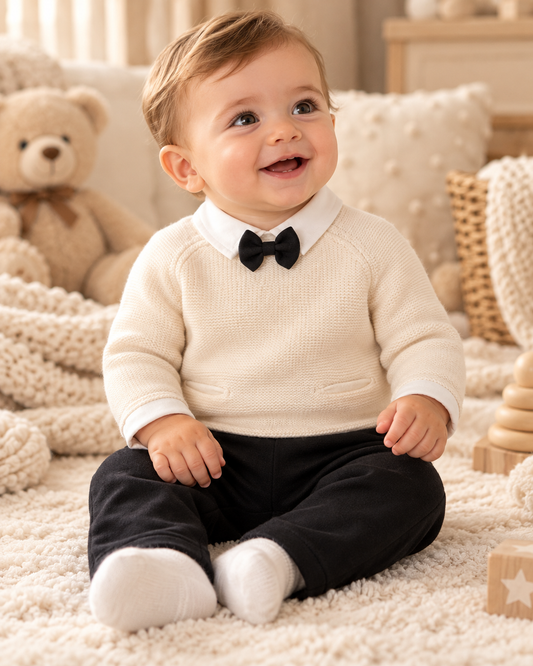Babyoutfit Nipperland Fliege Schwarz-Weiß
