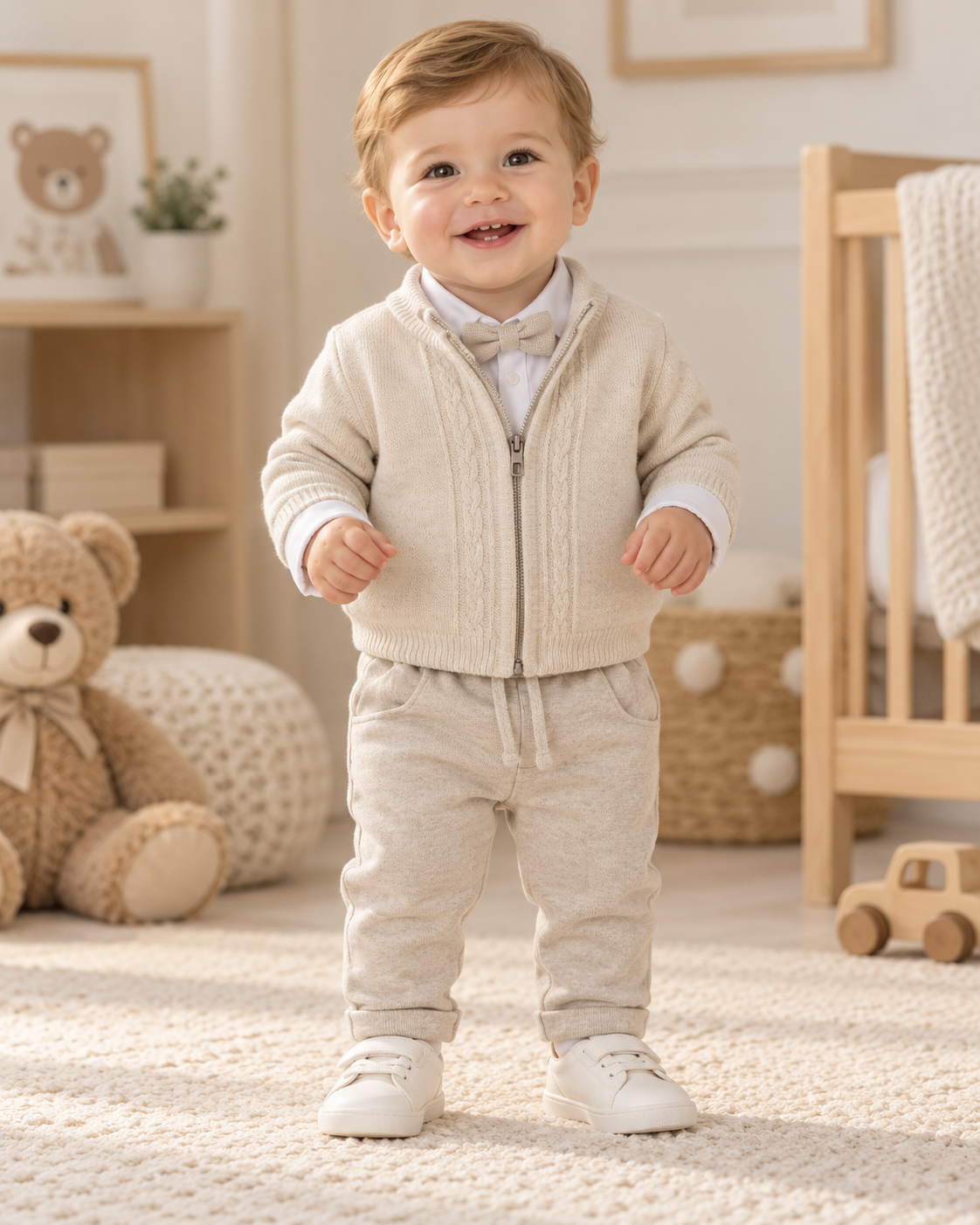 Baby Jungen Set 4-teilig Beige