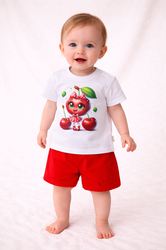 Baby Mädchen Set mit Kirsche Print 2-teilig