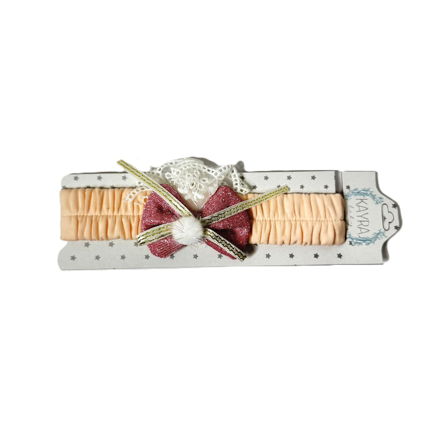 Baby Haarband mit Glitzer-Schleife & Spitze – in 3 Farben erhältlich