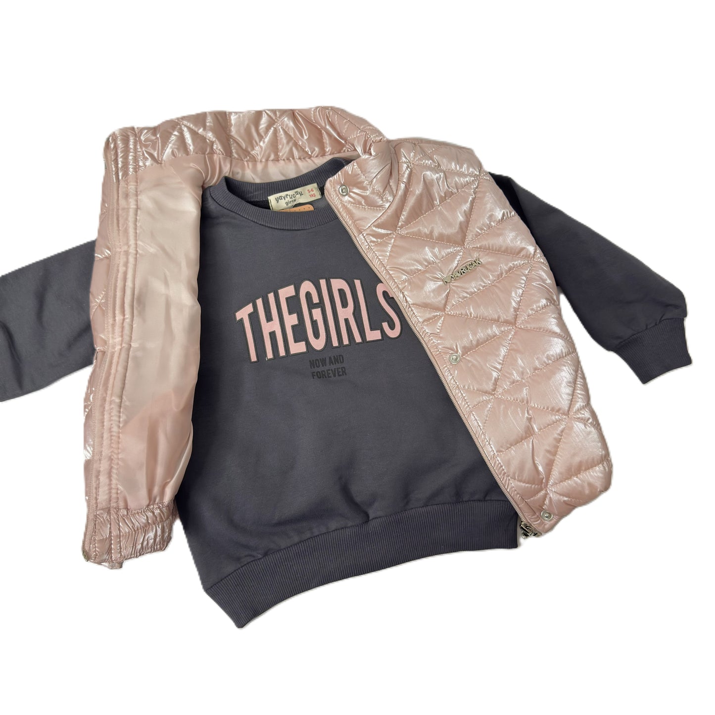 3-teiliges Mädchen Outfit mit Weste, Sweatshirt & Cargo-Hose – Trendy Street Style