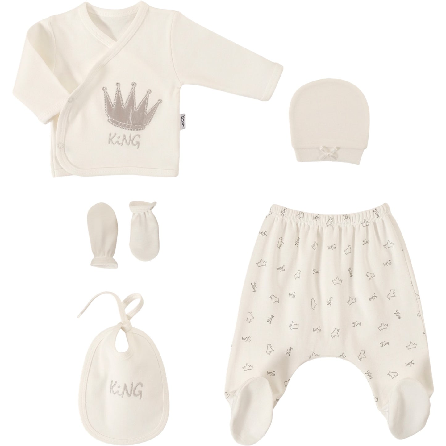 Erstlingsset Baumwolle King Queen