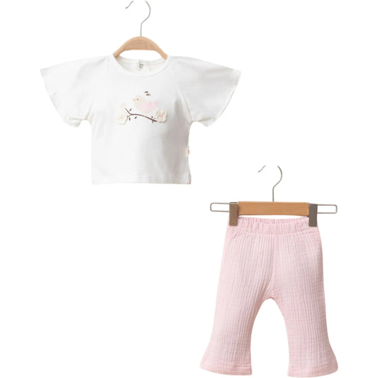 Baby Mädchen 2-teiliges Outfit Set mit Musselin Hose