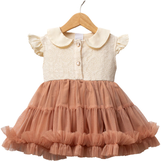 Baby Mädchen Kleid Tüll Beige