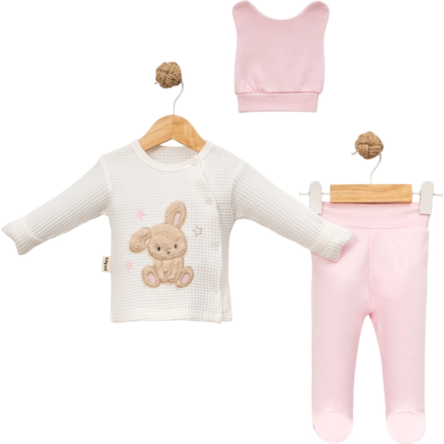 Baby Mädchen Erstlingsset Hase 3-teilig