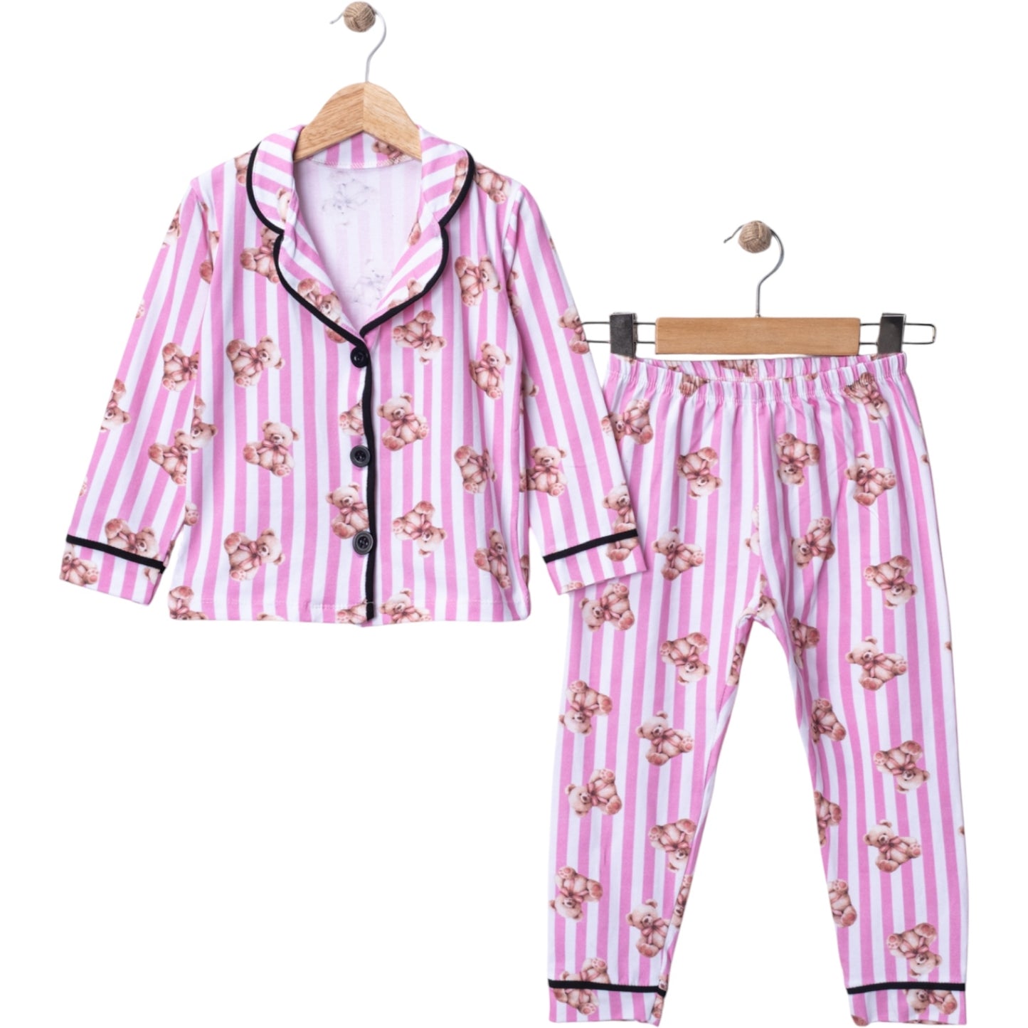 Kinder Pyjama Set Teddy Pink (86–116) | 100% Baumwolle
