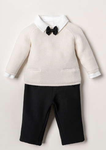 Babyoutfit Nipperland Fliege Schwarz-Weiß