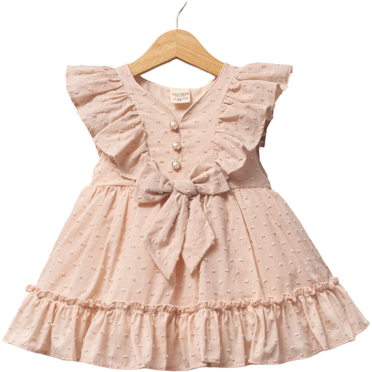 Baby Kleid Rüschen Schleife Beige