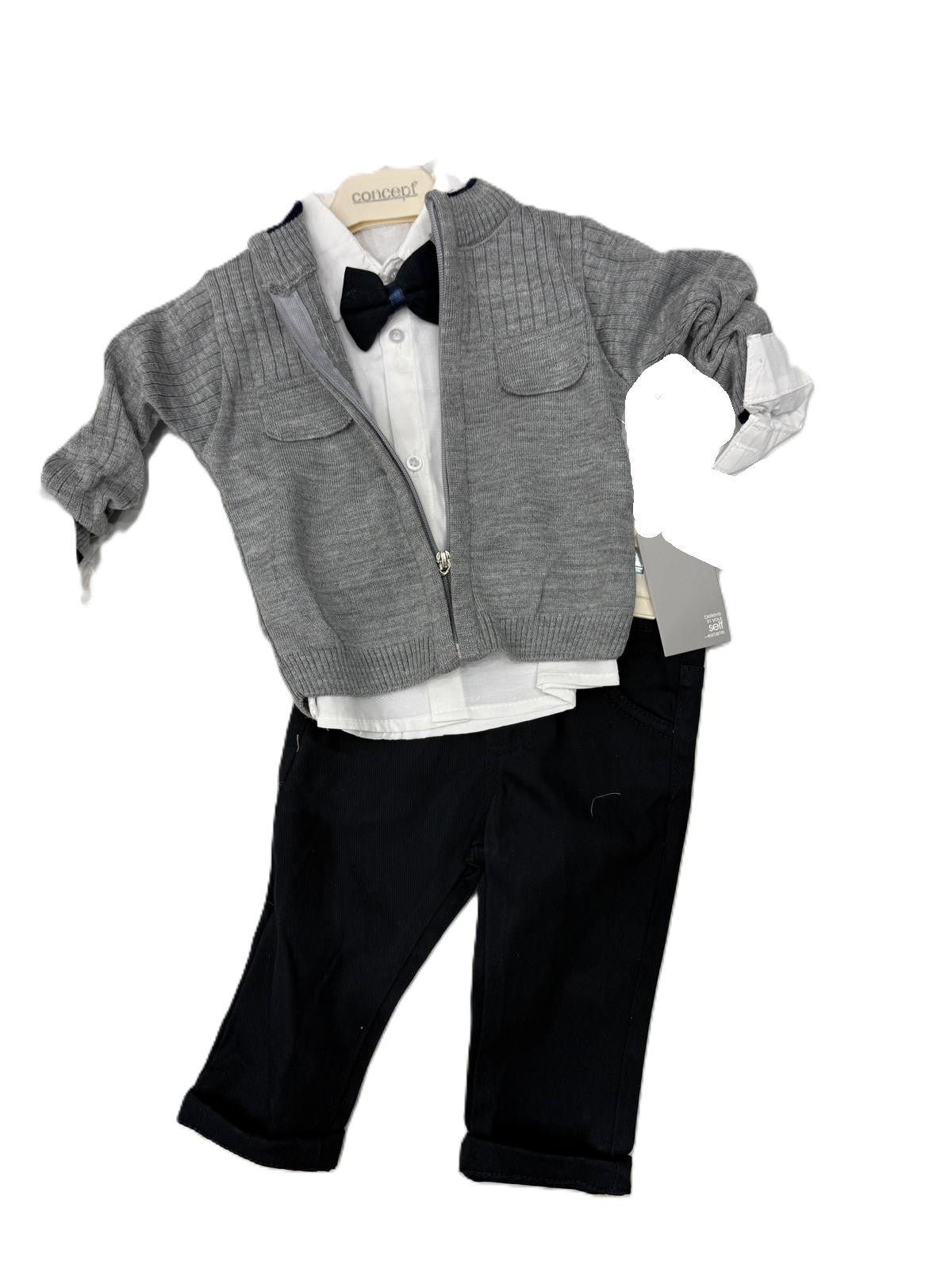 4-teiliges festliches Outfit für Babyjungs – Hose, Hemd, Weste & Fliege 👶🎀