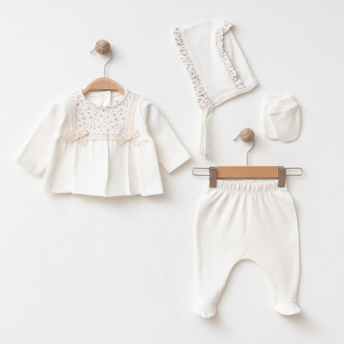 Babyoutfit Baumwolle 4-teilig Blumenmuster