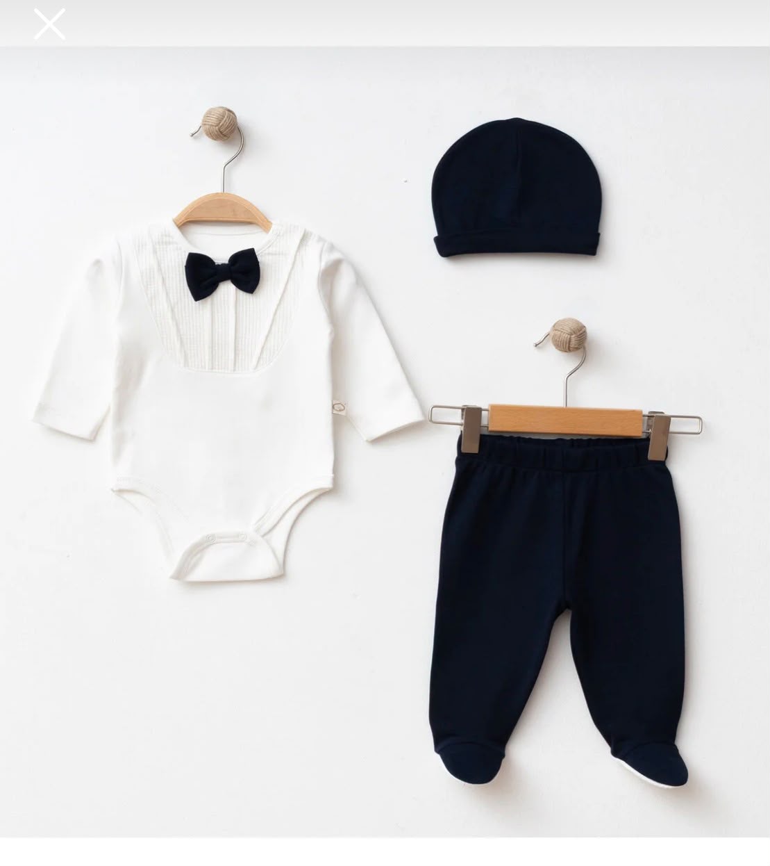 Babyoutfit Baumwolle Fliege Dunkelblau