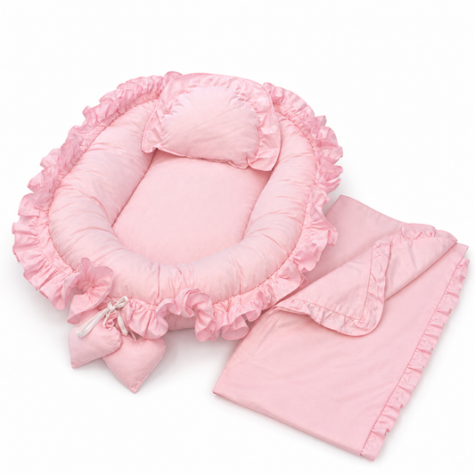 Babynest Set Rosa mit Rüschen