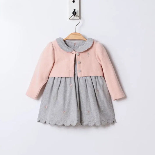 Baby Mädchen Set Kleid mit rosa Weste