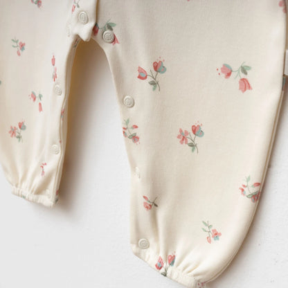 Strampler Creme Blumenmuster Haarband