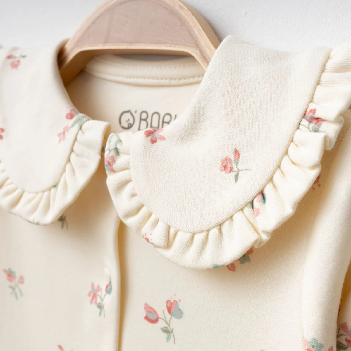 Strampler Creme Blumenmuster Haarband