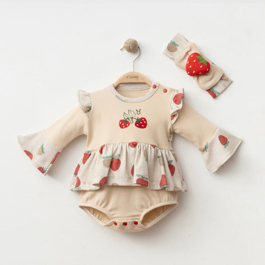 Süßes Erdbeer-Set für Babymädchen 🍓 Bodykleid mit Haarband