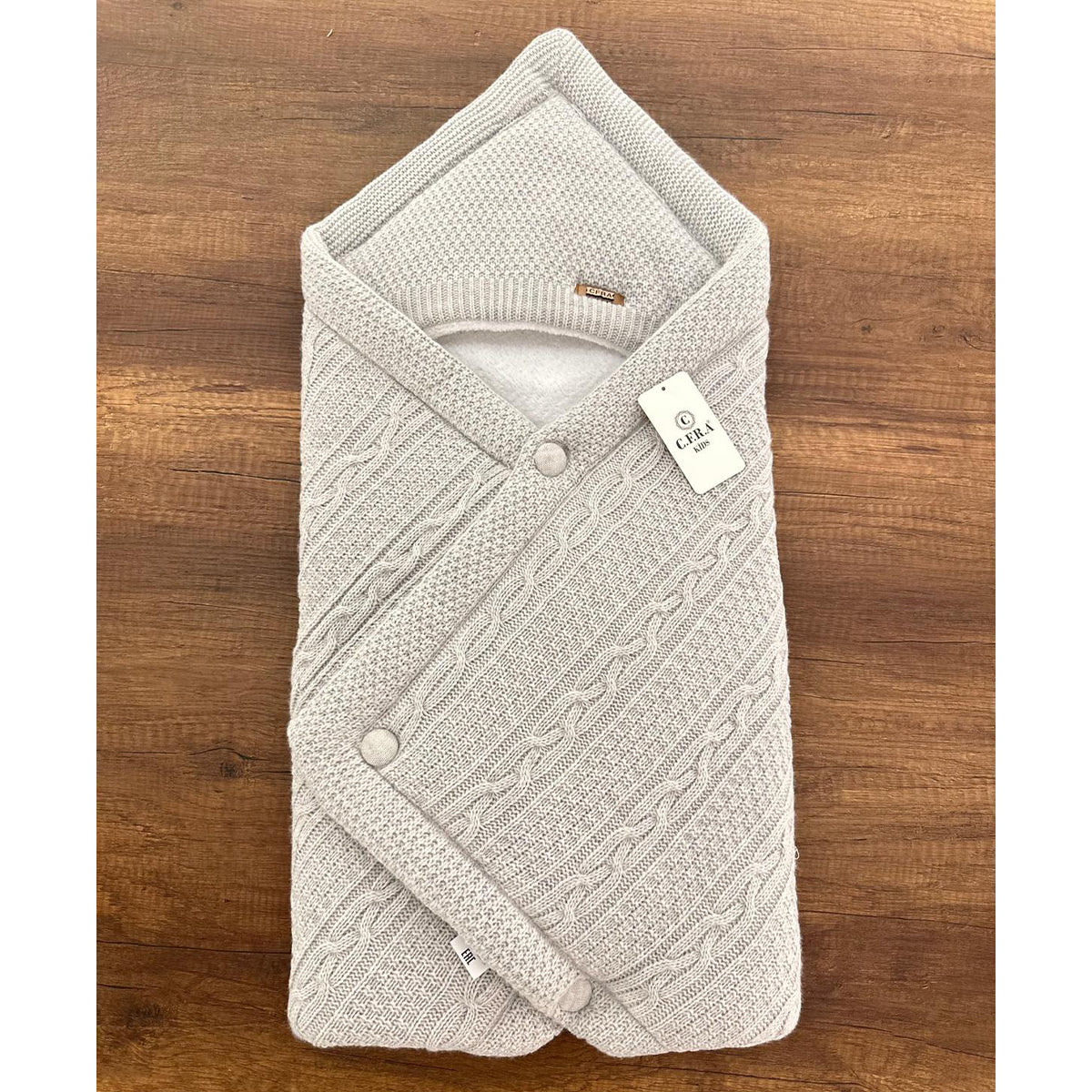 Wickeldecke für Babys mit Kapuze | Kuschelige Strickdecke | In verschiedenen Farben erhältlich