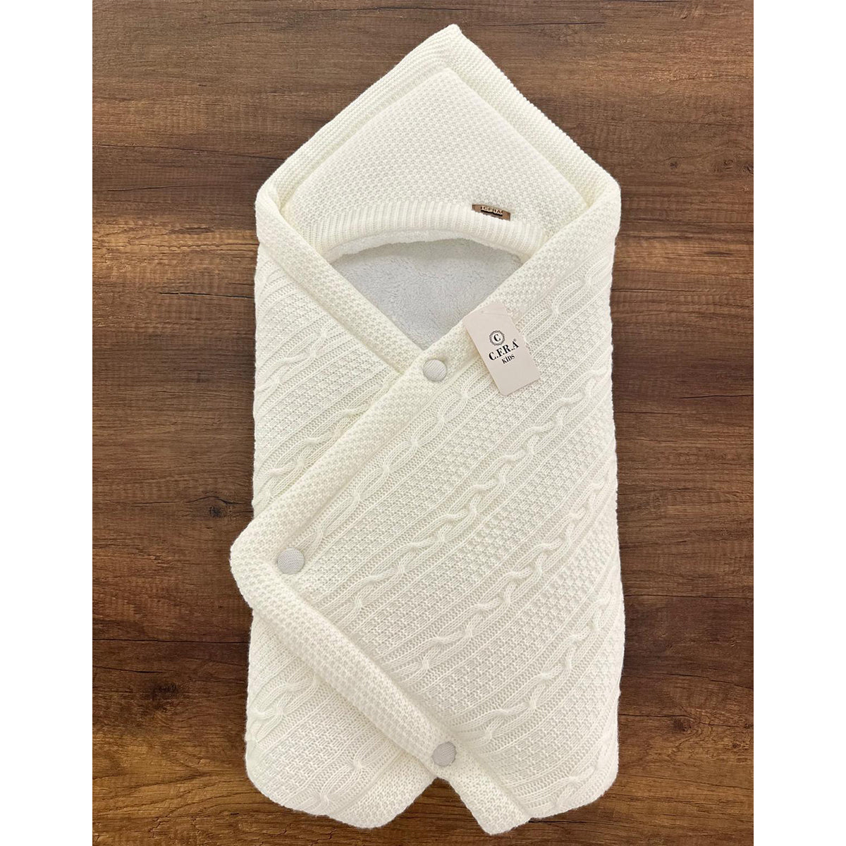 Wickeldecke für Babys mit Kapuze | Kuschelige Strickdecke | In verschiedenen Farben erhältlich