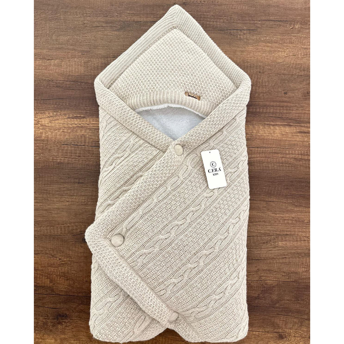 Wickeldecke für Babys mit Kapuze | Kuschelige Strickdecke | In verschiedenen Farben erhältlich