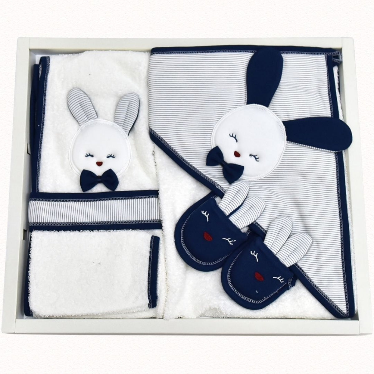 Baby Bademantel-Set Hasenmotiv