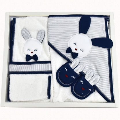 Baby Bademantel-Set Hasenmotiv