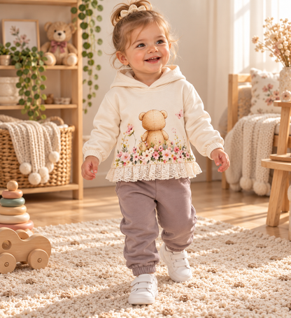 Baby Mädchen Set Teddy Blumen