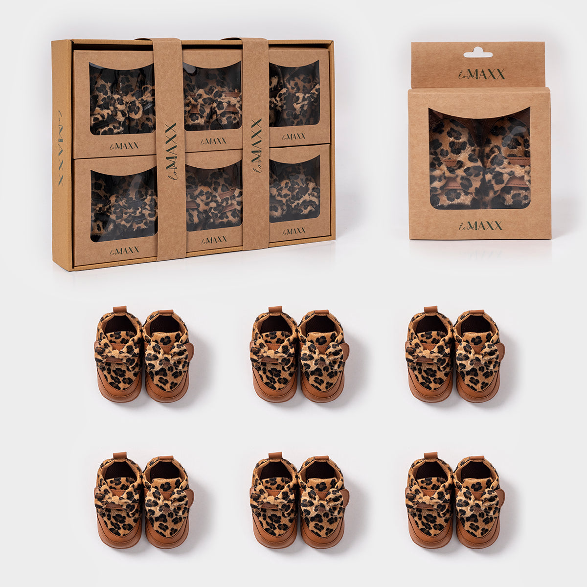 Süße Baby Mädchen Schuhe mit Leopardenmuster | Weiche Lauflernschuhe | Geschenkbox