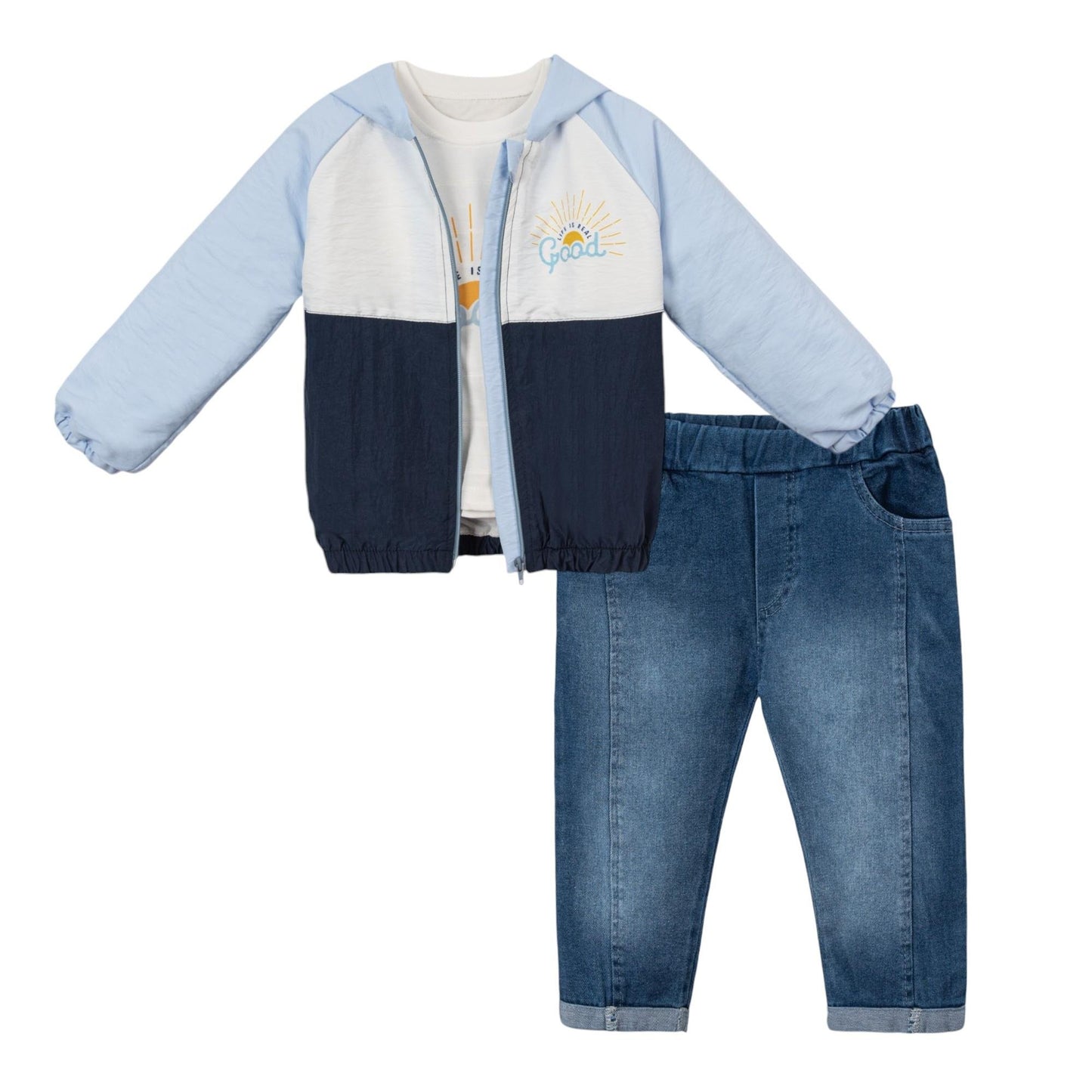 Jungen 3-teiliges Outfit – Jacke, T-Shirt & Jeans