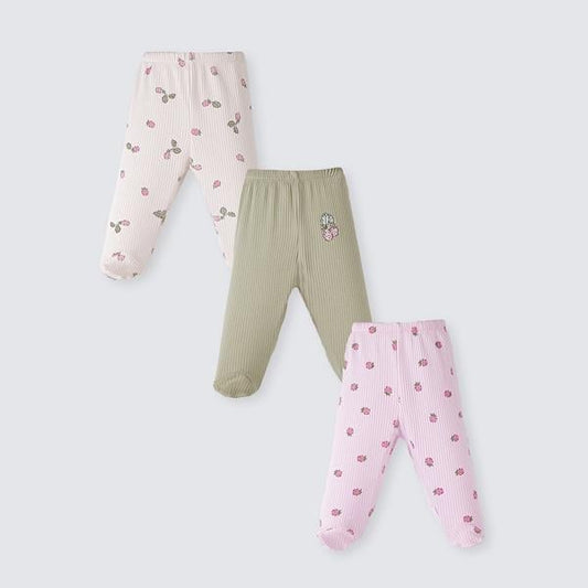 Baby Fußhosen 3er-Pack – Größen 62 & 68 – 100% Baumwolle