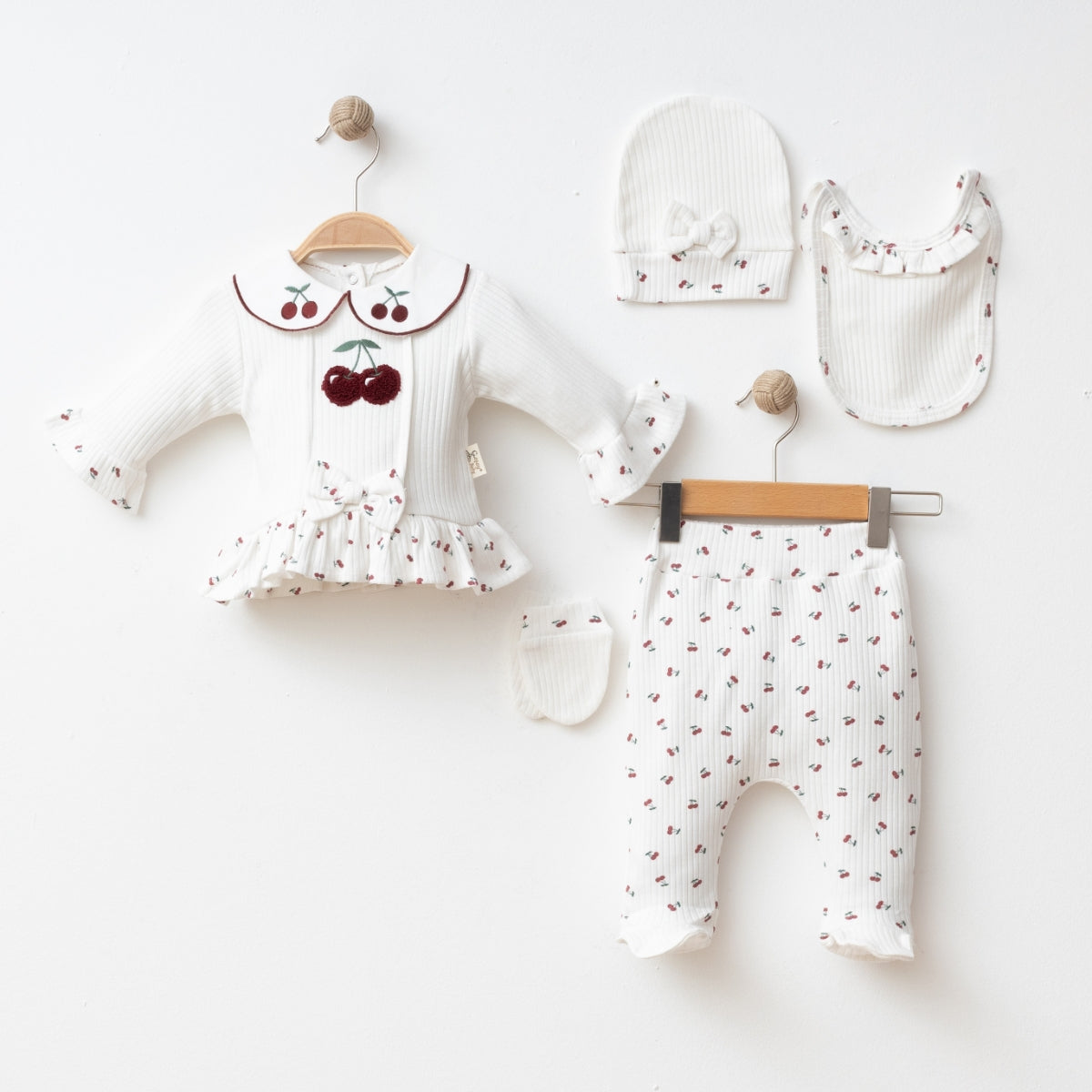 Babymädchen Set 5-teilig | Kirsch-Design 🍒 | In zwei Farben erhältlich