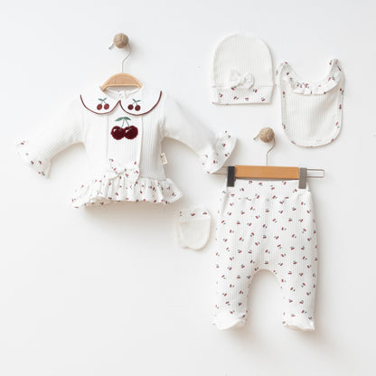 Babymädchen Set 5-teilig | Kirsch-Design 🍒 | In zwei Farben erhältlich