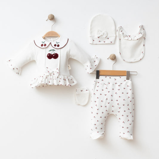 Babymädchen Set 5-teilig | Kirsch-Design 🍒 | In zwei Farben erhältlich