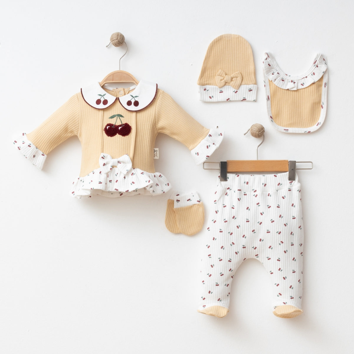 Babymädchen Set 5-teilig | Kirsch-Design 🍒 | In zwei Farben erhältlich