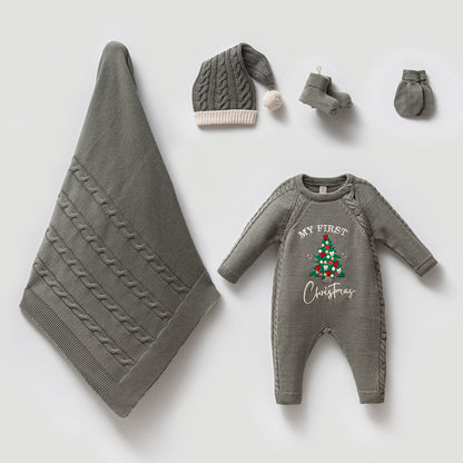 My First Christmas – 5-teiliges Strick-Set von Nipperland (Grau)