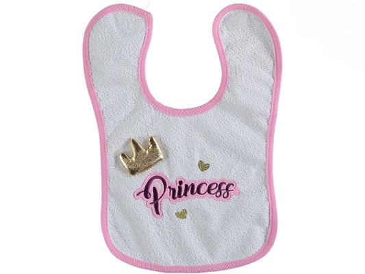 Baby Lätzchen „Princess“ mit goldener Krone – Rosa
