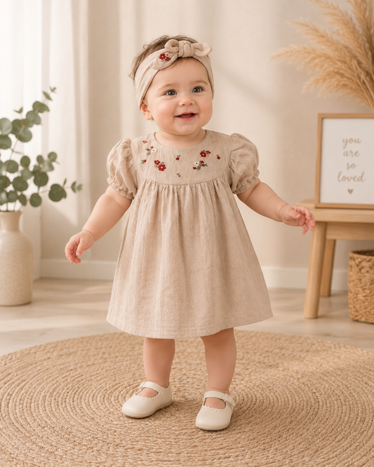 Babykleid Stickerei Stirnband