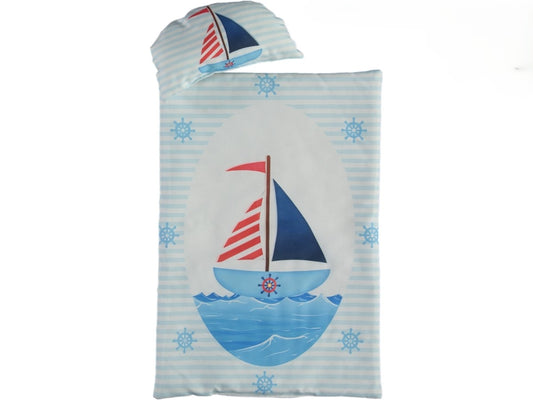 Baby Wickelunterlage / Kinderwageneinlage mit Segelboot-Motiv – Blau