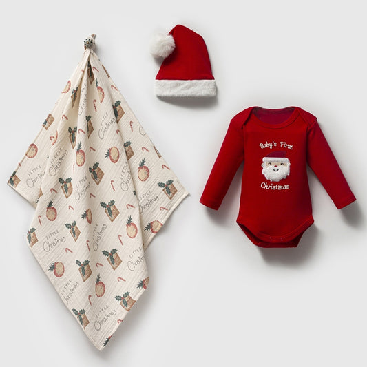 Baby’s First Christmas – 3-teiliges Set von Nipperland (Rot)