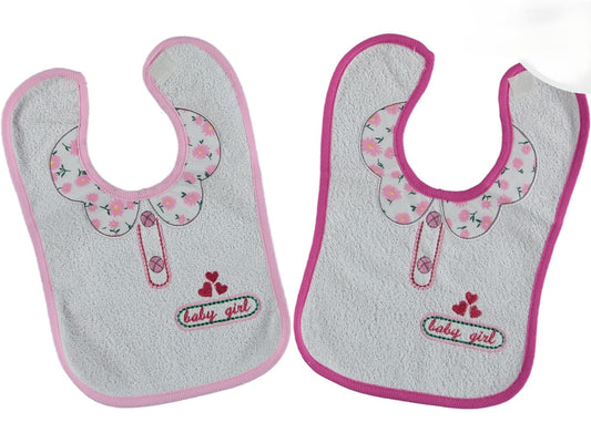 Baby Lätzchen „Baby Girl“ – mit Blumenkragen-Design & Herzchen