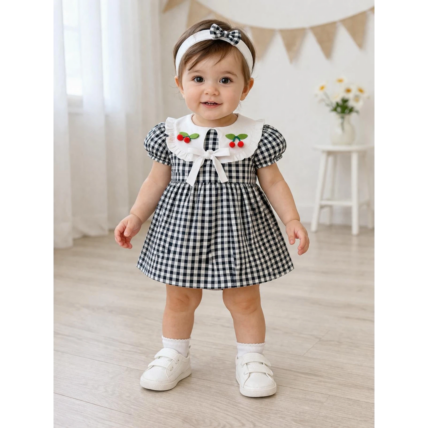 Kleid Haarband Karo