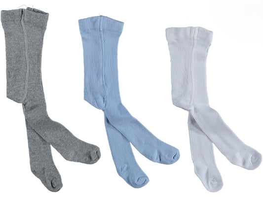 Weiche Baby Strumpfhose – in Grau, Blau & Weiß – Größe 62–86